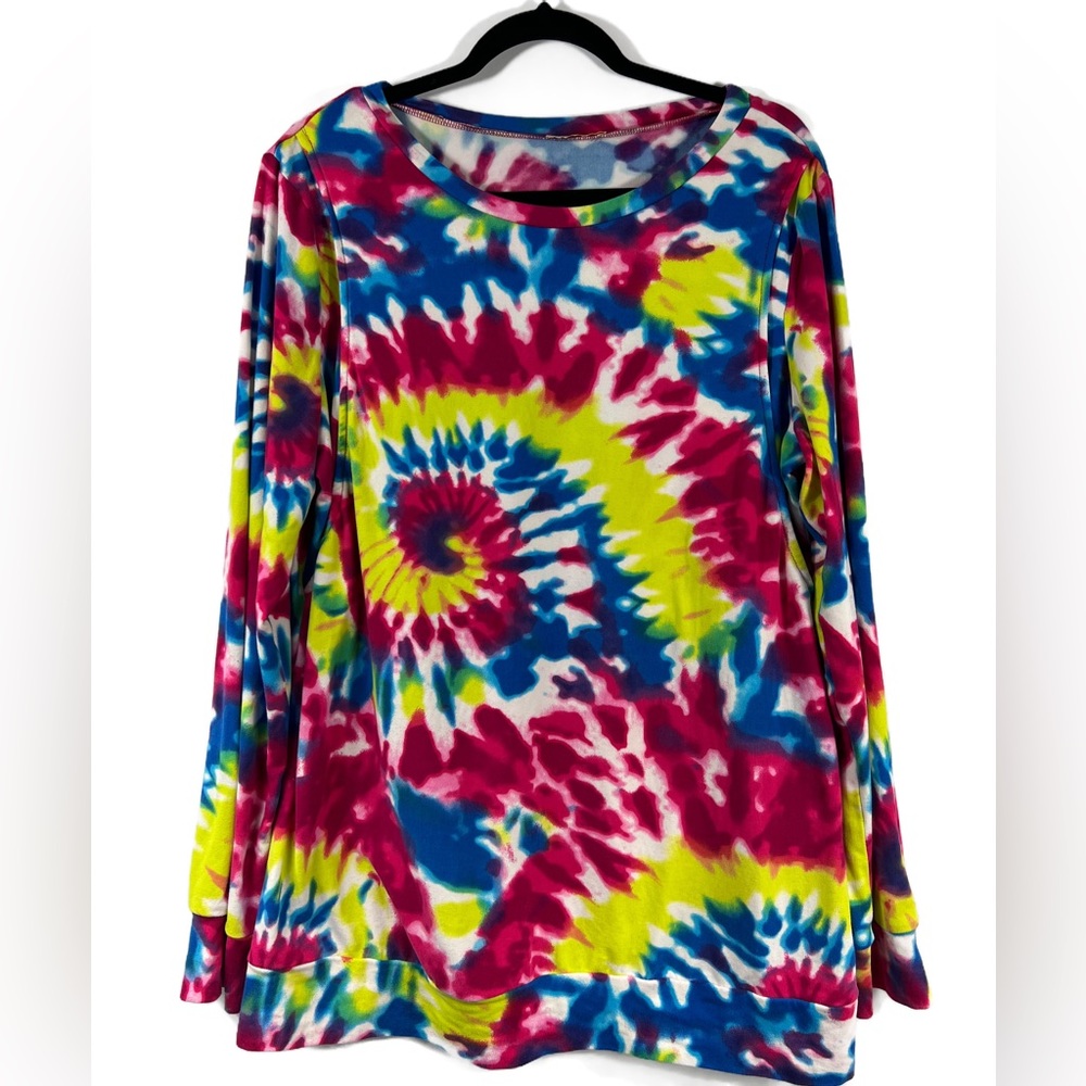 Baikea Nursing Maternity Tye Dye Breastfeeding Long Sleeve Multi-color Top XL